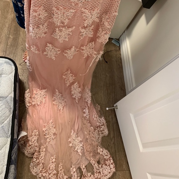 Pink off the shoulder beaded dress - Picture 3 of 4